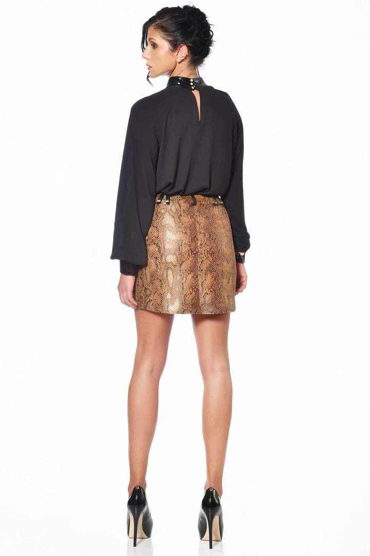 Patrice Catanzaro Ann Vegan Leather Snakeskin Skirt 4 Patrice Catanzaro Ann Vegan Leather Snakeskin Skirt
