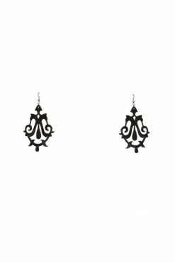 VoyeurX Lilly Lasercut Leather Earrings Silver Fox