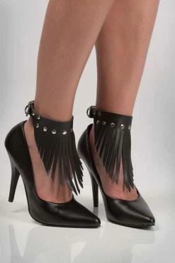 VoyeurX Fringe Leather Anklets