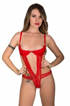 Eros Veneziani Eros Lace Red Push-up Bodysuit Bodysuits & Tops