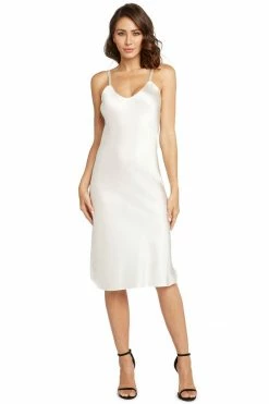 Avery Rose Lingerie Madison Silk Slip Dress – Clear Crystal Beaded Straps Pure Silk