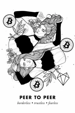 Wolfmumma Cypherpunk Bitcoin Art In Frame • Alli Julie X Peer To Peer