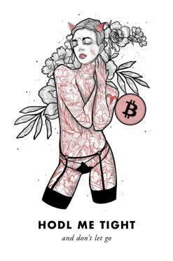Wolfmumma Bitcoin Art In Frame • Brooke X Hodl Me Tight Cypherpunk