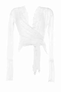 Demery Jayne Sheer White Lace Kimono Bodysuits & Tops