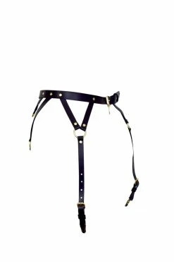Love Lorn Lingerie Garter Belts Diamanté Black Leather Garter Belt