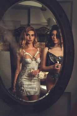 Elissa Poppy Hesperia Harness White Latex Dress