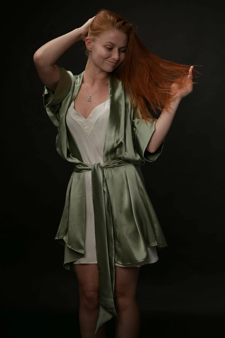 Rusalka Lingerie Moss Green Silk Kimono 6 Rusalka Lingerie Moss Green Silk Kimono