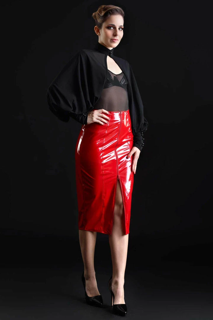 Patrice Catanzaro Leather – Vegan Ornella Glossy Red Skirt 4 Patrice Catanzaro Leather – Vegan Ornella Glossy Red Skirt