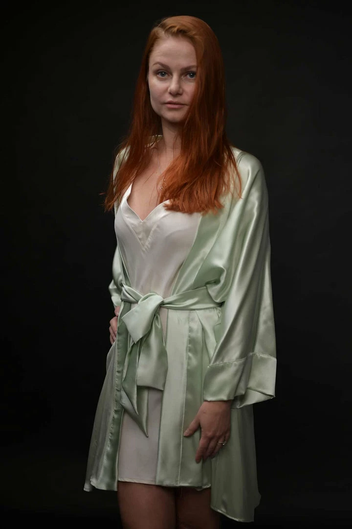 Rusalka Lingerie Pure Silk Sage Green Silk Kimono 5 Rusalka Lingerie Pure Silk Sage Green Silk Kimono