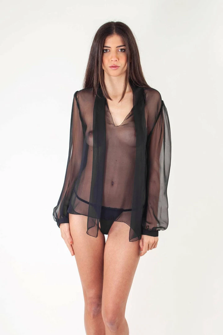 Hot Couture Claire Sissi Pure Silk Chiffon Pussy Bow Blouse Panties 7 Hot Couture Claire Sissi Pure Silk Chiffon Pussy Bow Blouse Panties