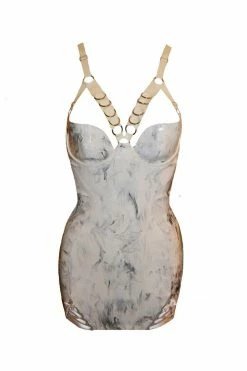 Elissa Poppy Hesperia Harness White Latex Dress