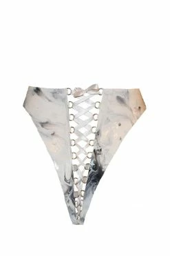 Elissa Poppy Alexis Lace Up White Latex Knicker Panties