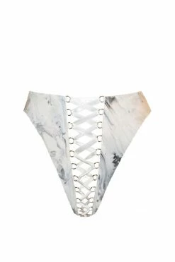 Elissa Poppy Alexis Lace Up White Latex Knicker Panties
