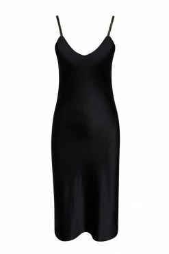 Avery Rose Lingerie Madison Silk Slip Dress – Clear Crystal Beaded Straps Pure Silk