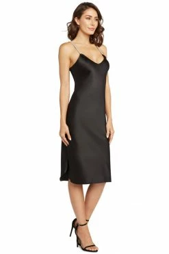 Avery Rose Lingerie Madison Silk Slip Dress – Clear Crystal Beaded Straps Pure Silk