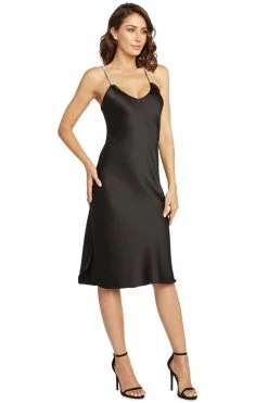 Avery Rose Lingerie Madison Silk Slip Dress – Clear Crystal Beaded Straps Pure Silk