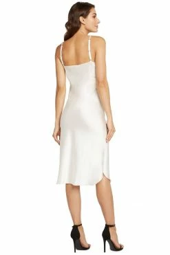 Avery Rose Lingerie Madison Silk Slip Dress – Clear Crystal Beaded Straps Pure Silk