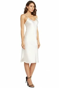 Avery Rose Lingerie Madison Silk Slip Dress – Clear Crystal Beaded Straps Pure Silk