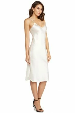 Avery Rose Lingerie Madison Silk Slip Dress – Clear Swarovski Straps