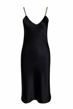 Avery Rose Lingerie Madison Silk Slip Dress – Gold Swarovski Straps