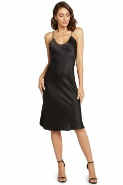 Avery Rose Lingerie Madison Silk Slip Dress – Gold Swarovski Straps