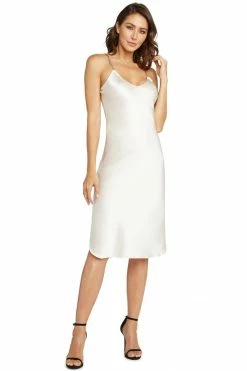 Avery Rose Lingerie Madison Silk Slip Dress – Gold Swarovski Straps