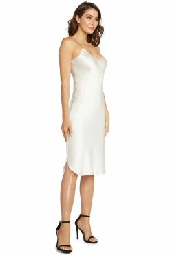 Avery Rose Lingerie Madison Silk Slip Dress – Gold Swarovski Straps