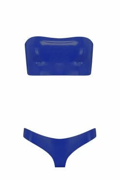 Elissa Poppy Bandeau Cheeky Royalblue Navy Latex Lingerie Set