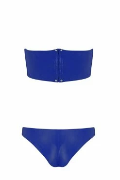 Elissa Poppy Bandeau Cheeky Royalblue Navy Latex Lingerie Set