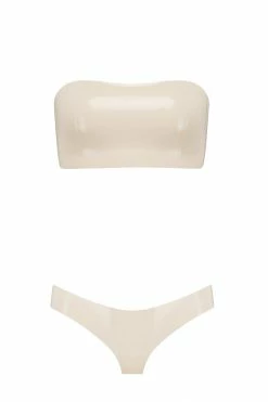 Elissa Poppy Bandeau Cheeky White Ivory Latex Lingerie Set