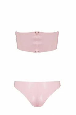 Elissa Poppy Bandeau Cheeky Baby Pink Latex Lingerie Set Lingerie Sets