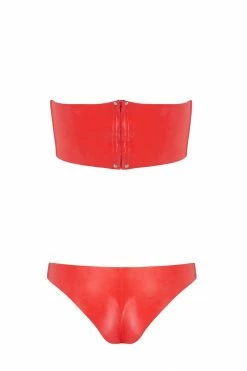 Elissa Poppy Lingerie Sets Bandeau Cheeky Latex Lingerie Set