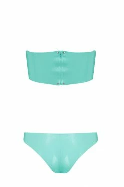 Elissa Poppy Lingerie Sets Bandeau Cheeky Jade Green Latex Lingerie Set