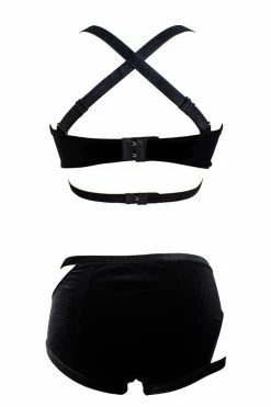 K+1% Black Velour Lingerie Set