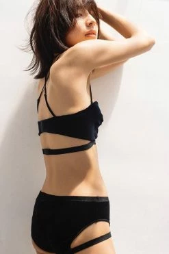 K+1% Black Velour Lingerie Set