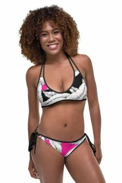 Darkest Fox Fuschia Jungle Reversible Bikini • Black Trim