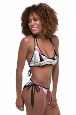 Darkest Fox Fuschia Jungle Reversible Bikini • Black Trim