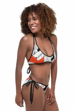 Darkest Fox Tangerine Jungle Reversible Bikini • Black Trim Swimwear