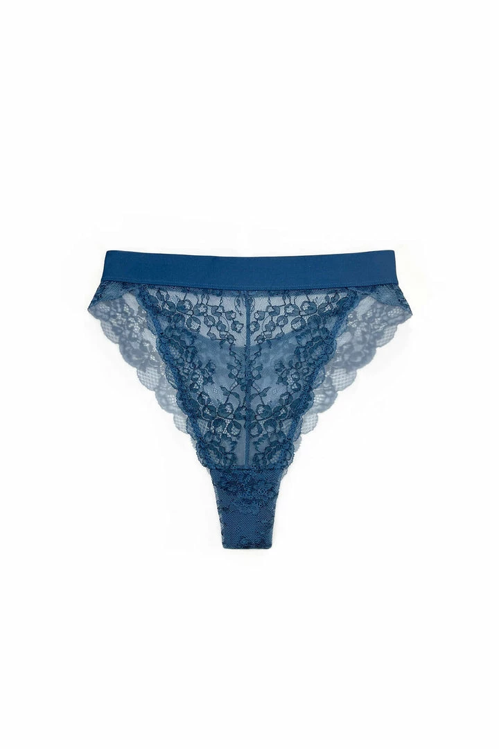 Monique Morin Blue Wild Lace Hi Leg Panty 3 Monique Morin Blue Wild Lace Hi Leg Panty