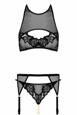 Bracli London Leavers Lace Garter Belt Set Lingerie Sets