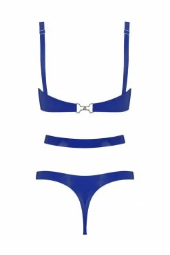 Elissa Poppy Royalblue Navy Cut Out Latex Lingerie Set