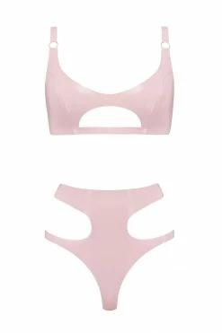 Elissa Poppy Baby Pink Cut Out Latex Lingerie Set Lingerie Sets