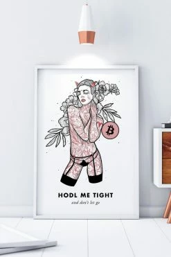 Wolfmumma Bitcoin Art In Frame • Brooke X Hodl Me Tight Cypherpunk