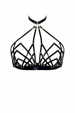Love Lorn Lingerie Celine Halter Leather Bra