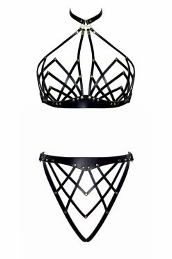 Love Lorn Lingerie Celine Art Deco Halter Leather Set Lingerie Sets