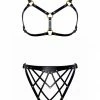 Love Lorn Lingerie Celine Art Deco Open Cup Leather Set