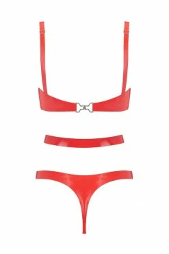 Elissa Poppy Lingerie Sets Cut Out Latex Lingerie Set