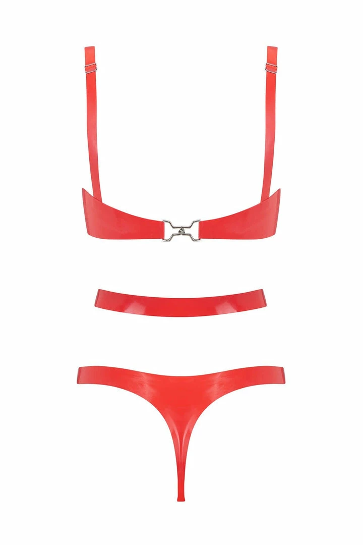 Elissa Poppy Lingerie Sets Scarlet Red Cut Out Latex Lingerie Set 4 Elissa Poppy Lingerie Sets Scarlet Red Cut Out Latex Lingerie Set