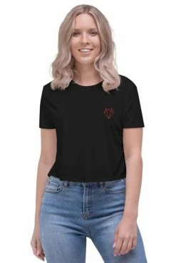 Darkest Fox Embroidered Logo Crop Tee Bodysuits & Tops