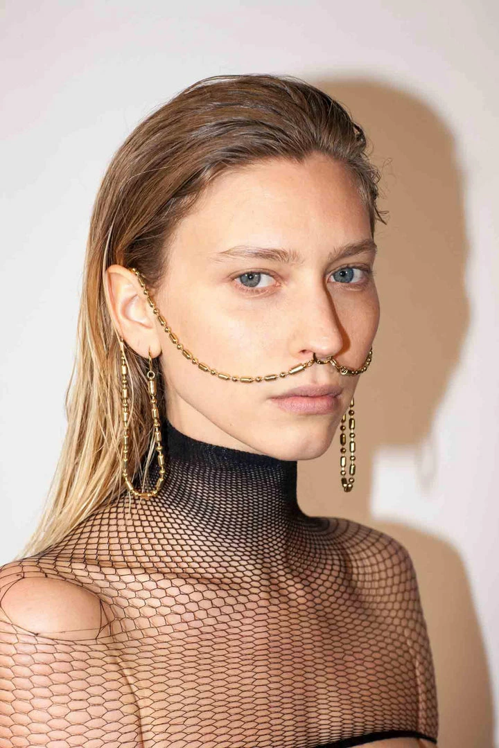 Domestique Long Bold Chain Double Earring 18K - 24K Gold 7 Domestique Long Bold Chain Double Earring 18K - 24K Gold